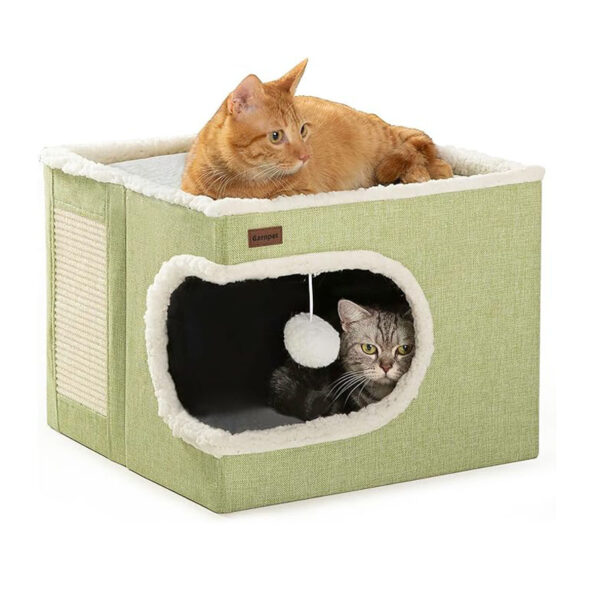 Foldable cat bed double-layer pet bed with cat scratch board villa - Image 4