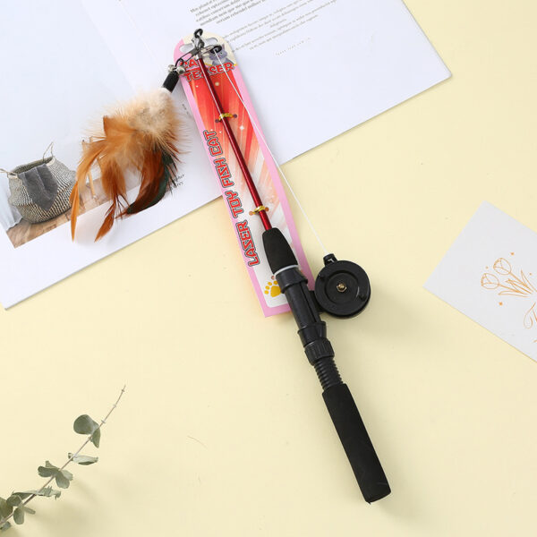 Cat Teaser Stick Telescopic Fishing Rod Feather Cat Toy - Image 3