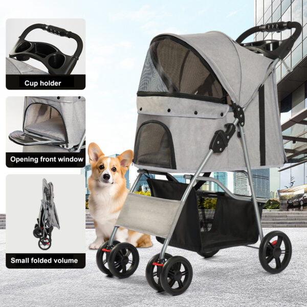 Pet Carrier Stroller Lightweight High Landscape Dog Cat Stroller - Image 2