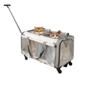 Pet Carrier Bag Foldable Portable Two Space Suitcase Dog Cat Carrier
