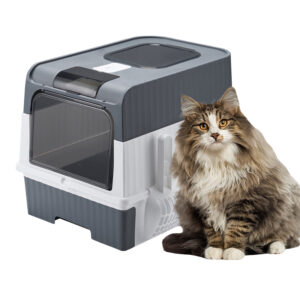 Enclosed Cat Litter Box Odor Absorber with Slide Out Tray
