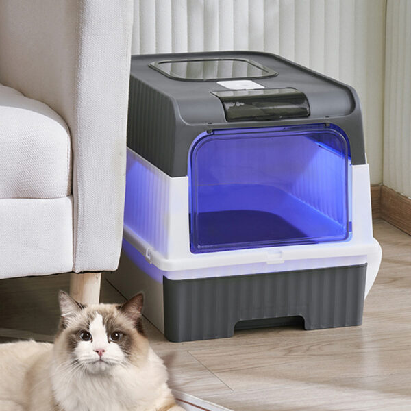 Enclosed Cat Litter Box Odor Absorber with Slide Out Tray - Image 4