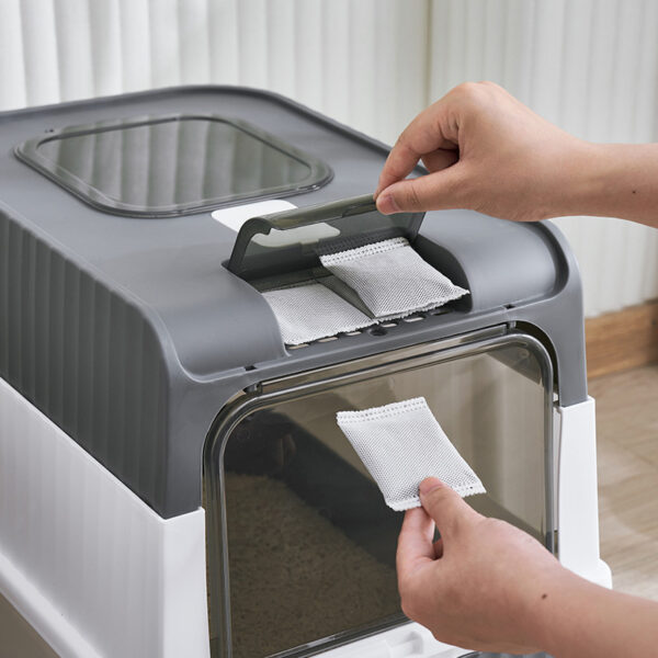 Enclosed Cat Litter Box Odor Absorber with Slide Out Tray - Image 5