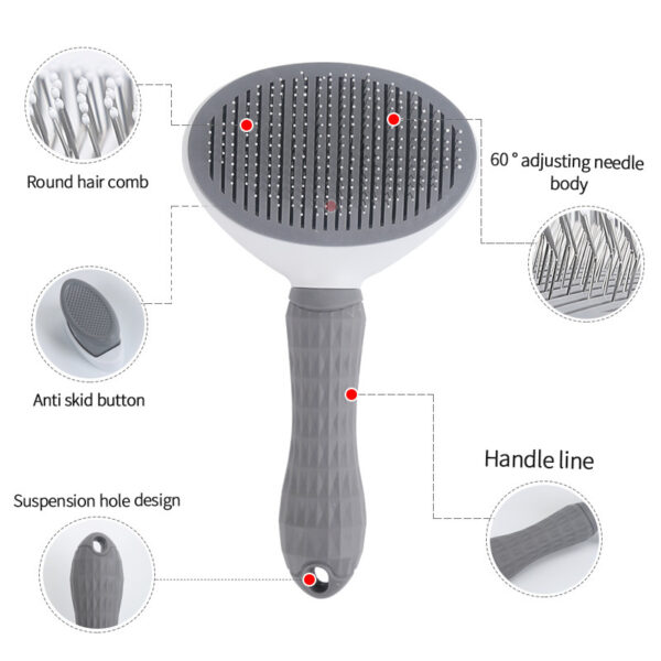 Dog Slicker Brush Pet Hair Grooming One Click Self Cleaning Dog Brush - Image 3