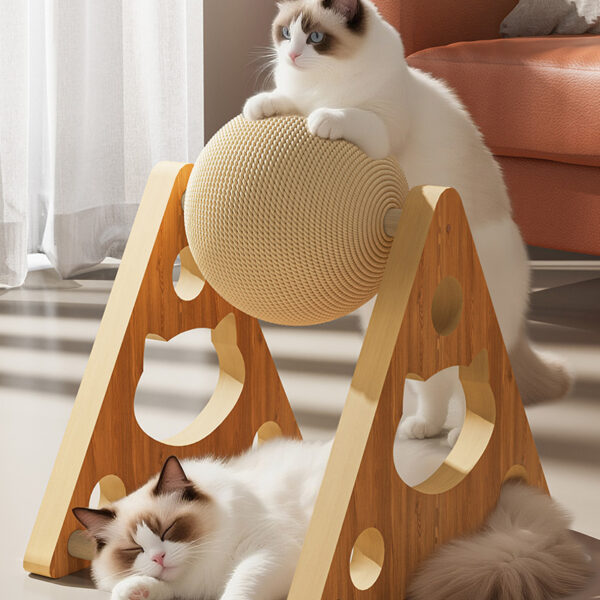 Cat Scratch Ball Cat Toys Furniture With Rolling Ball - Image 3