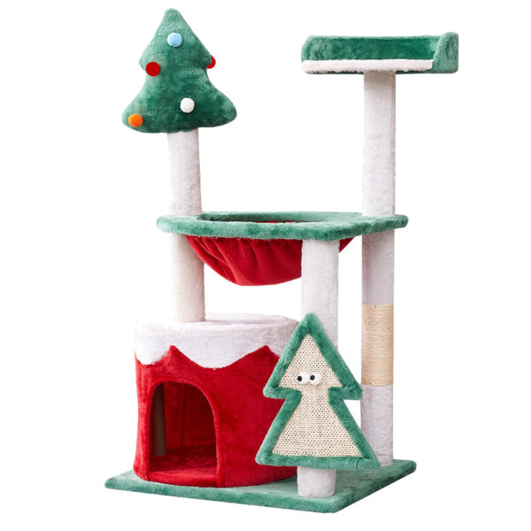 Christmas Tree Shape Cat Tree Pet Cat Scratching Post Tower - Image 2