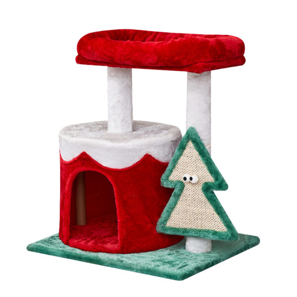 Christmas Tree Shape Cat Tree Pet Cat Scratching Post Tower - Image 3