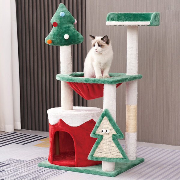 Christmas Tree Shape Cat Tree Pet Cat Scratching Post Tower - Image 5