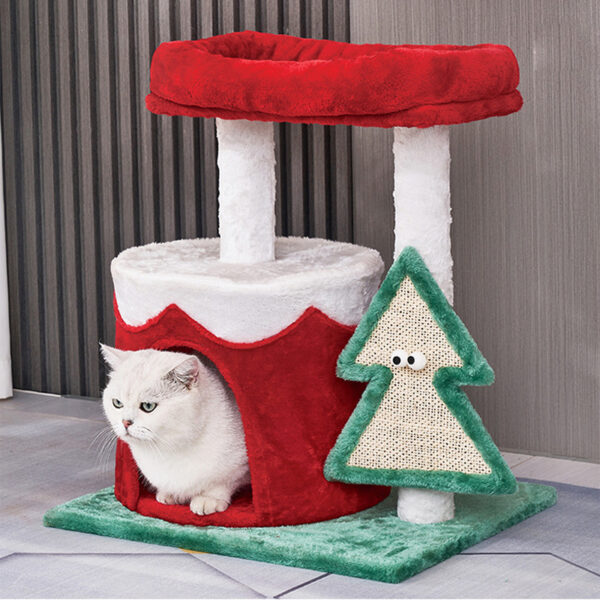 Christmas Tree Shape Cat Tree Pet Cat Scratching Post Tower - Image 6