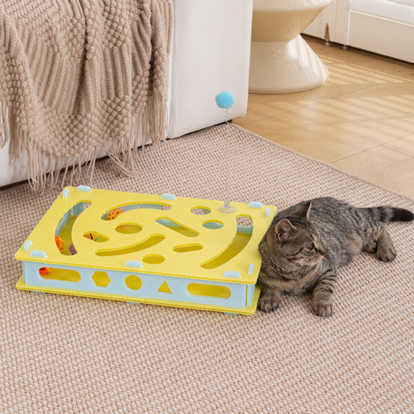 Cat Hole Building Puzzle Toy Bell Turntable Cat Toy Stick Cat Interactive Toy - Image 3