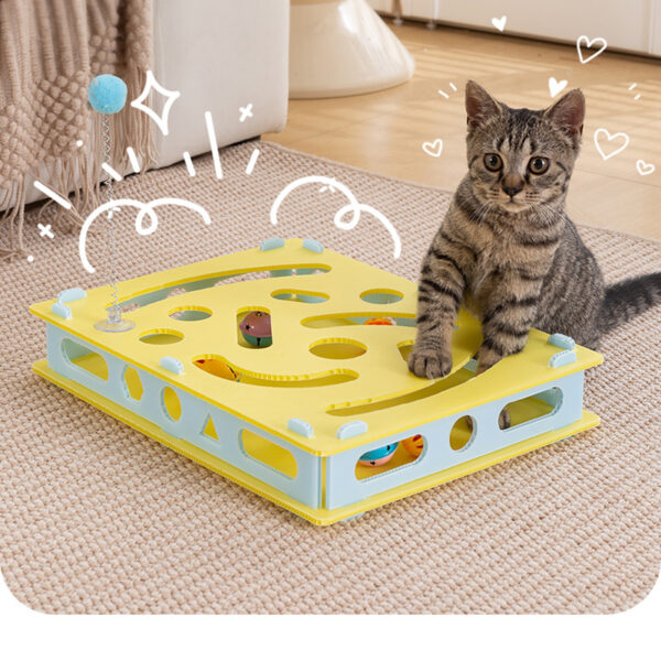Cat Hole Building Puzzle Toy Bell Turntable Cat Toy Stick Cat Interactive Toy - Image 2
