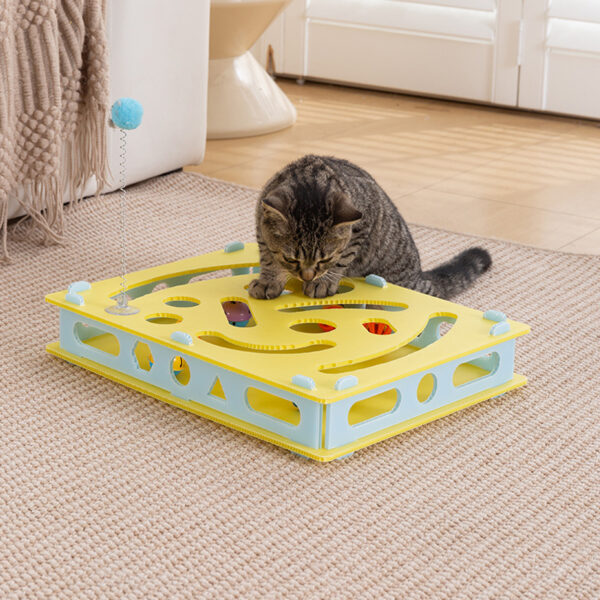 Cat Hole Building Puzzle Toy Bell Turntable Cat Toy Stick Cat Interactive Toy - Image 4