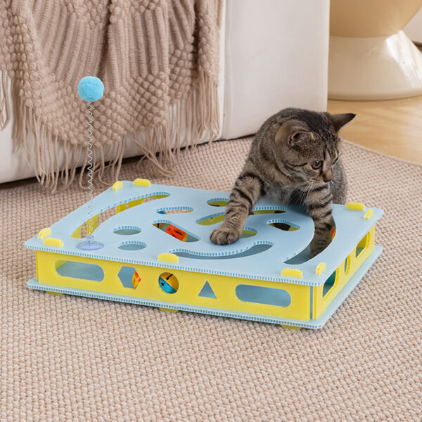 Cat Hole Building Puzzle Toy Bell Turntable Cat Toy Stick Cat Interactive Toy - Image 5