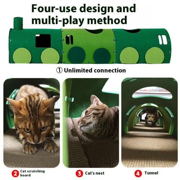 Train Cat Tunnel Nest Toys Cat Scratching Board - Image 6