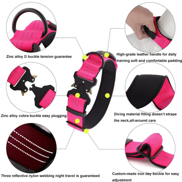 Tactical Reflective Nylon Pet Collar for Medium Large Dogs - Image 3