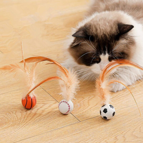 Cat Toy Cat Feather Ball Toy Elastic Ball - Image 4