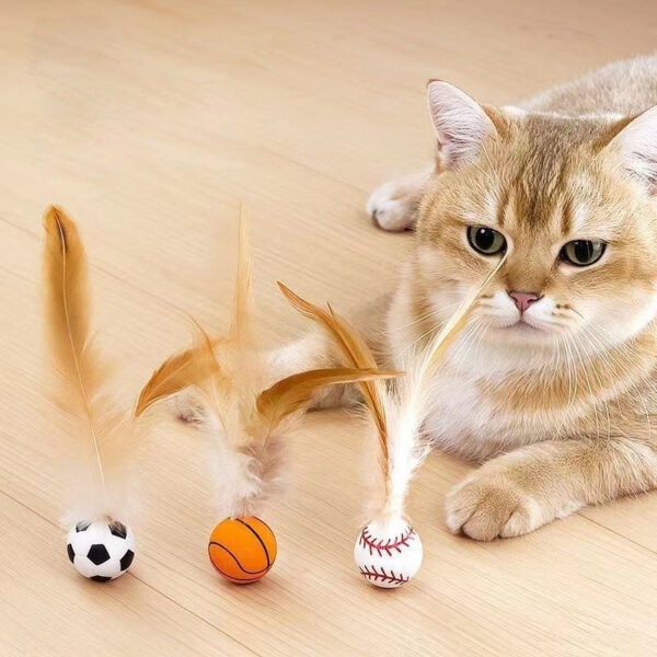 Cat Toy Cat Feather Ball Toy Elastic Ball - Image 2