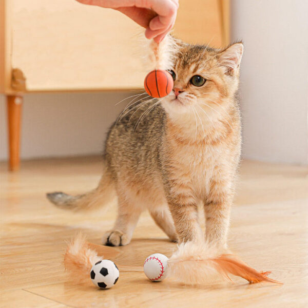 Cat Toy Cat Feather Ball Toy Elastic Ball - Image 3