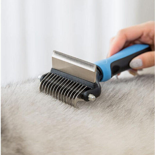 Comfortable Dog Cat 2 in 1 Deshedding Tool Pet Grooming Brush - Image 3