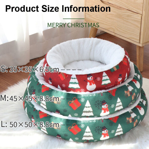 Christmas Plush Circular Dog Bed Calming Warm Winter Pet Beds - Image 5