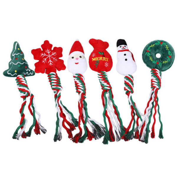 Christmas Dog Chew Toys Grinding Teeth Cleaning Rope Cotton Rope - Image 3