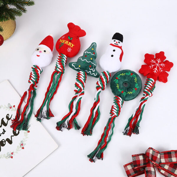 Christmas Dog Chew Toys Grinding Teeth Cleaning Rope Cotton Rope - Image 4