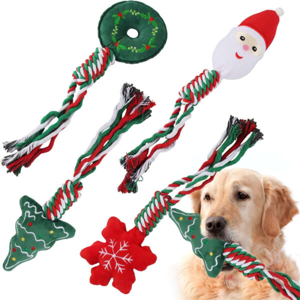 Christmas Dog Chew Toys Grinding Teeth Cleaning Rope Cotton Rope - Image 2
