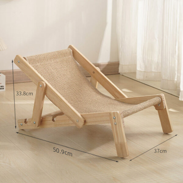 Foldable Wooden Cat Bed with Sisal Mat 2 in 1 Pets Cat Lounger Chair - Image 2