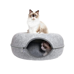 Donut Cat Bed Eco-Friendly Felt Pet Tunnel Dual-Use Indoor