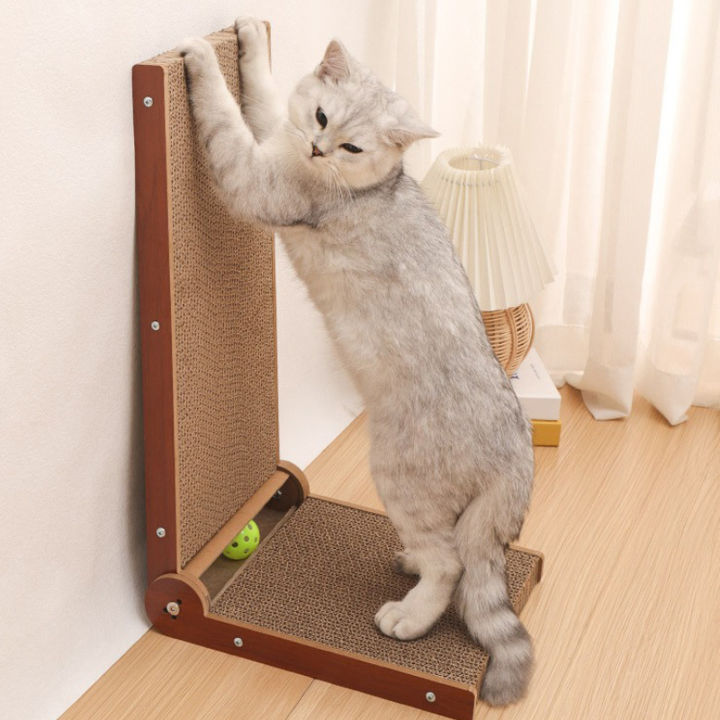 Cat Tree L-Shaped Cat Scratching Board Vertical Corrugated Paper Toy Small Cat Climbing Frame Indoor - Image 2