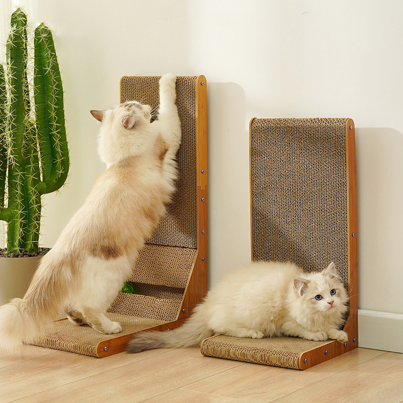 Cat Tree L-Shaped Cat Scratching Board Vertical Corrugated Paper Toy Small Cat Climbing Frame Indoor - Image 3